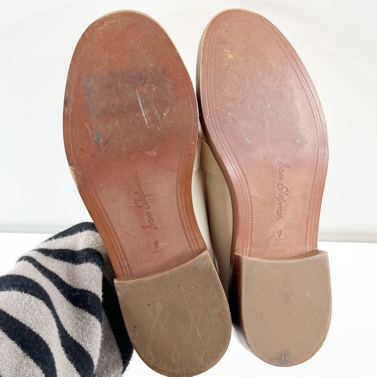 Sam Edelman Christy Patent Leather Chain Detail Loafers Flats Cream Ivory 7