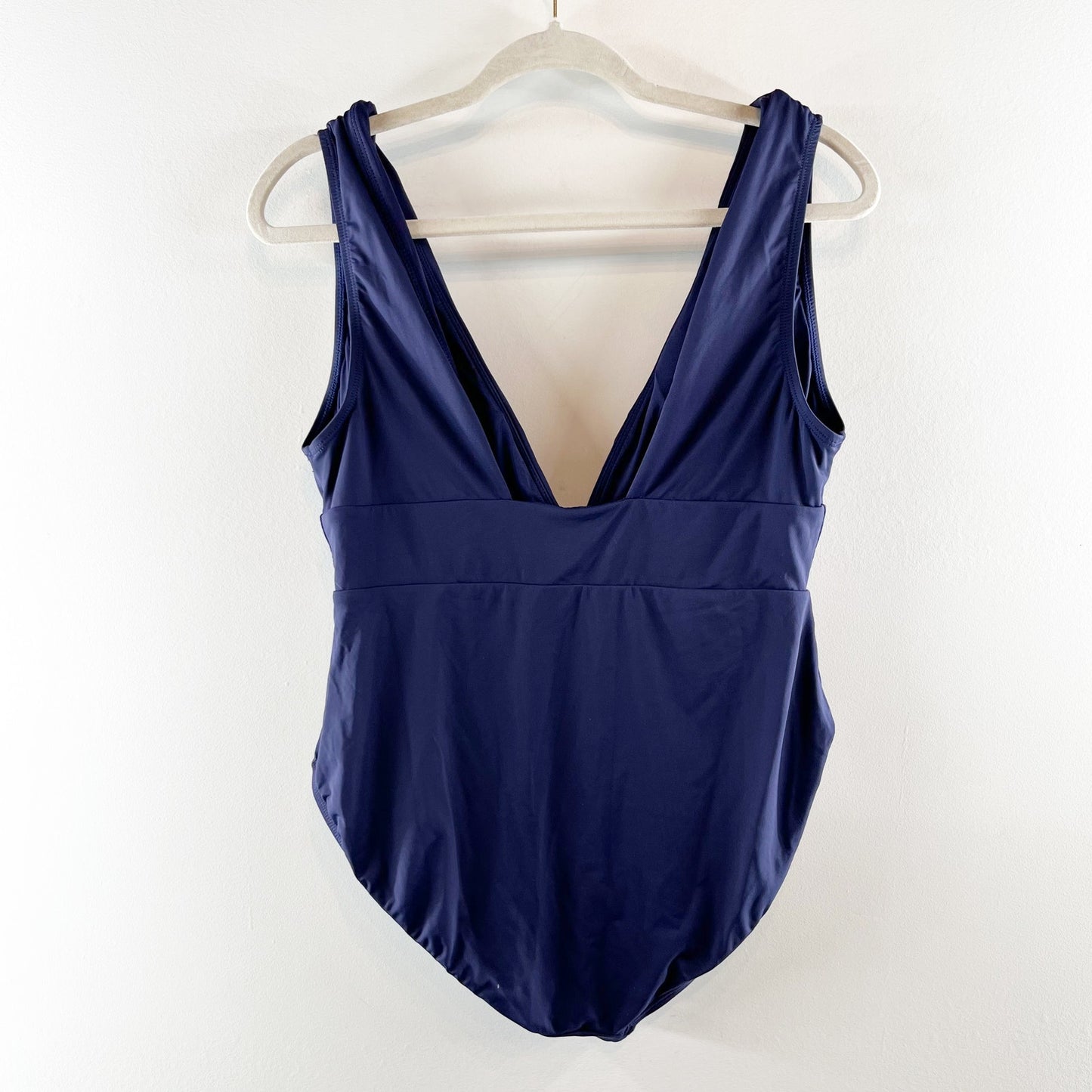 Andie Mykonos Plunge V Neck One Piece Swimsuit Navy Blue Large