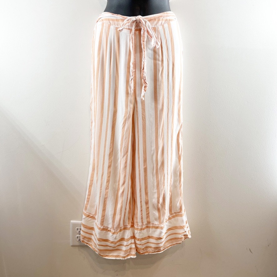 Lost + Wander Halter Bandeau Crop Top Striped Wide Leg Pants Matching Set White
