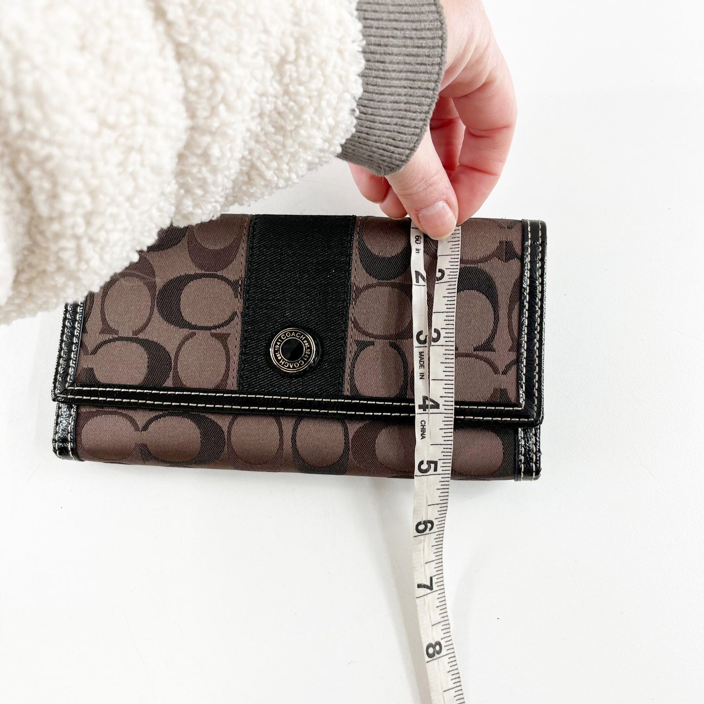 Coach Signature C Tri Fold Canvas Wallet Brown