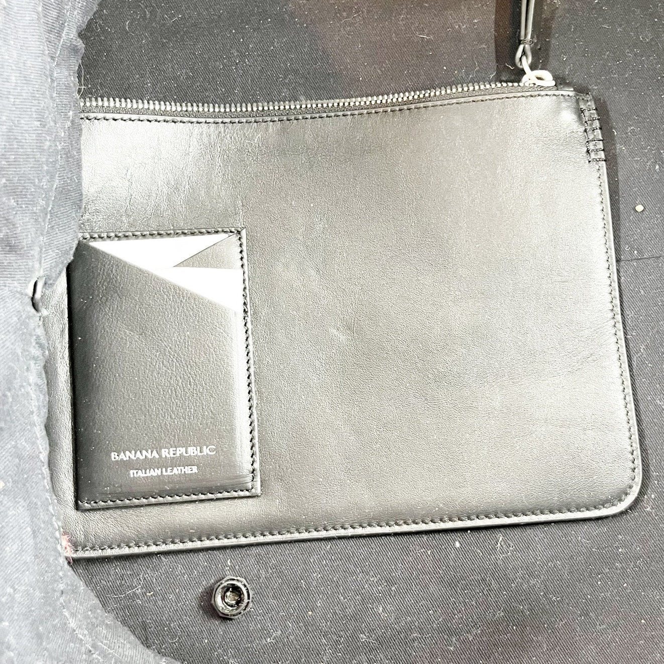 Banana Republic Leather East-West Tote Bag Purse Black Large