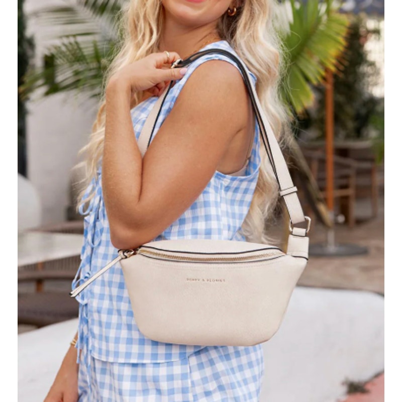 Poppy and Peonies The Sidekick Bum Crossbody Shoulder Bag Cream