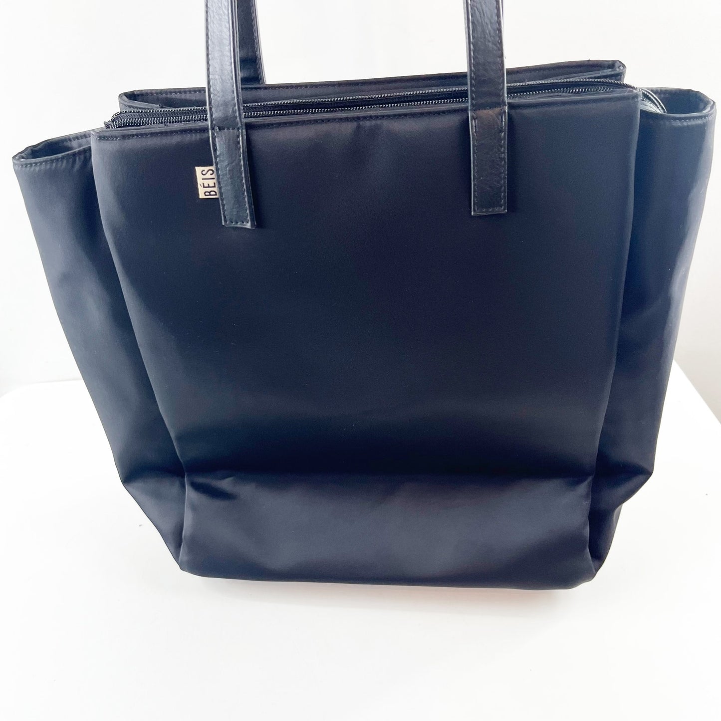 Beis The Commuter Tate Leather Nylon Bag Black
