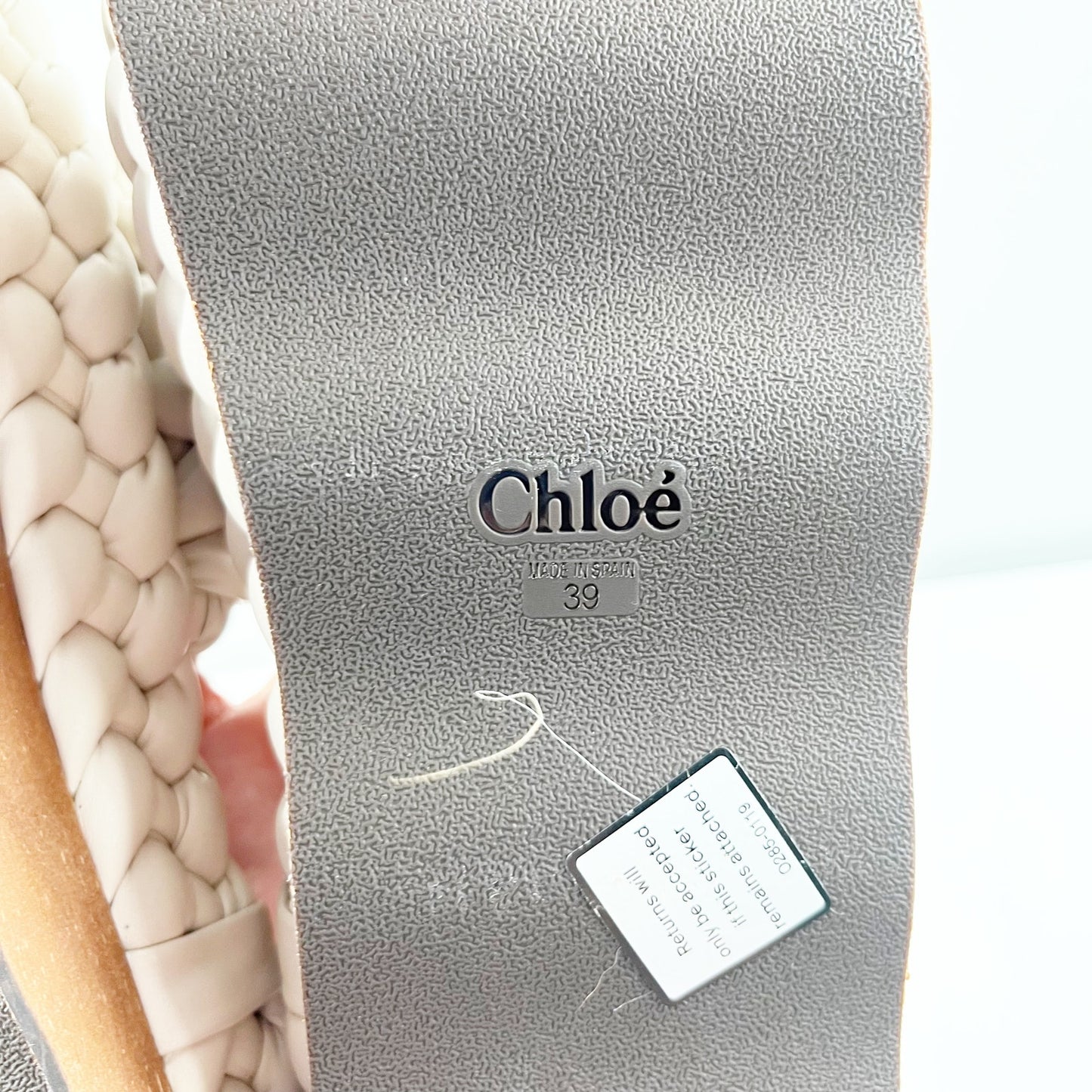 Chloe Wavy Braided Leather Platform Slide Sandals Cream White 39 / US 9