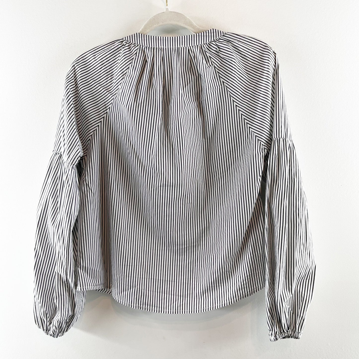 Evereve Sofia Striped Button Down Poplin Shirt Top Blue White XS