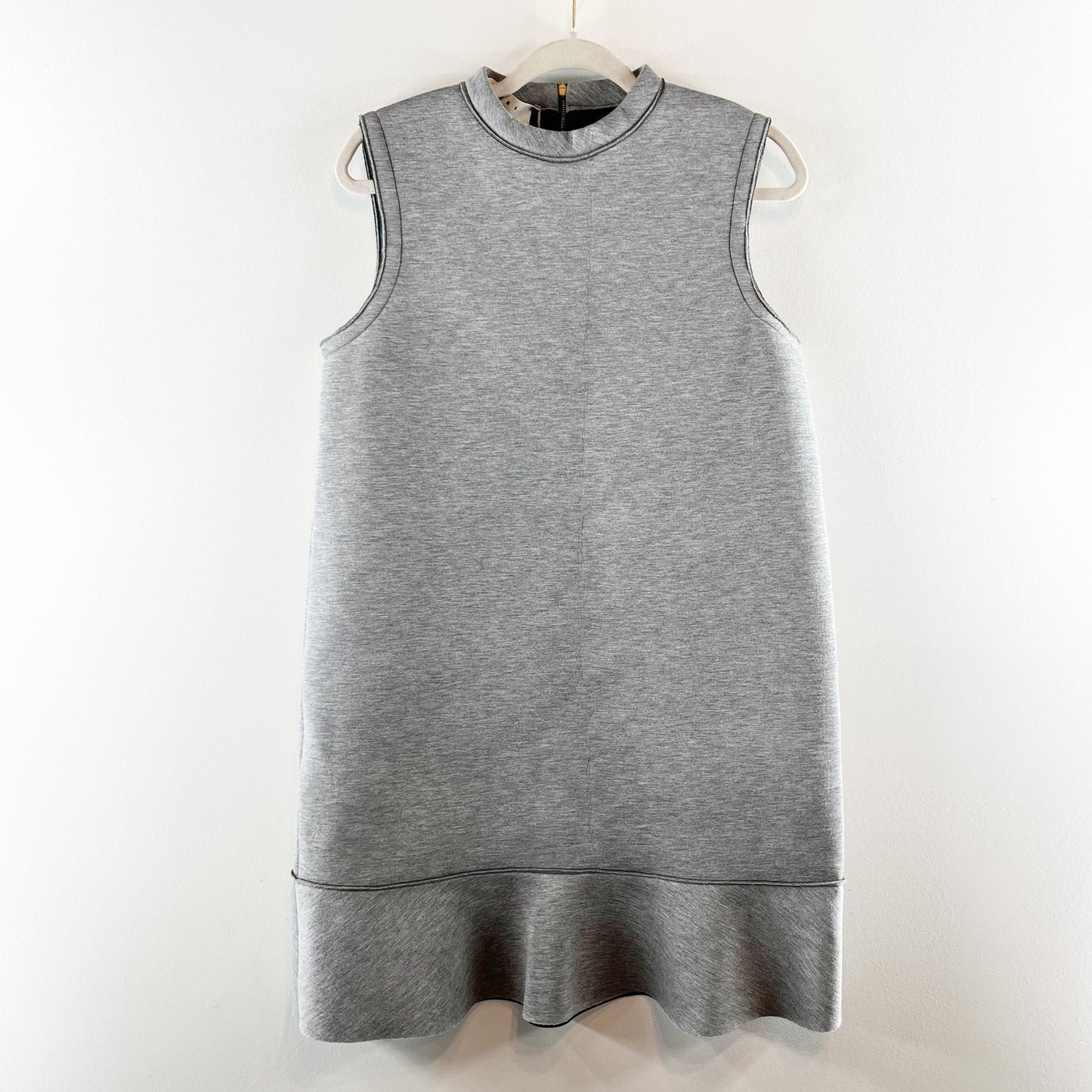 Marni Bonded Jersey Sleeveless Peplum Hem Mini Shift Dress Heathered Gray 44