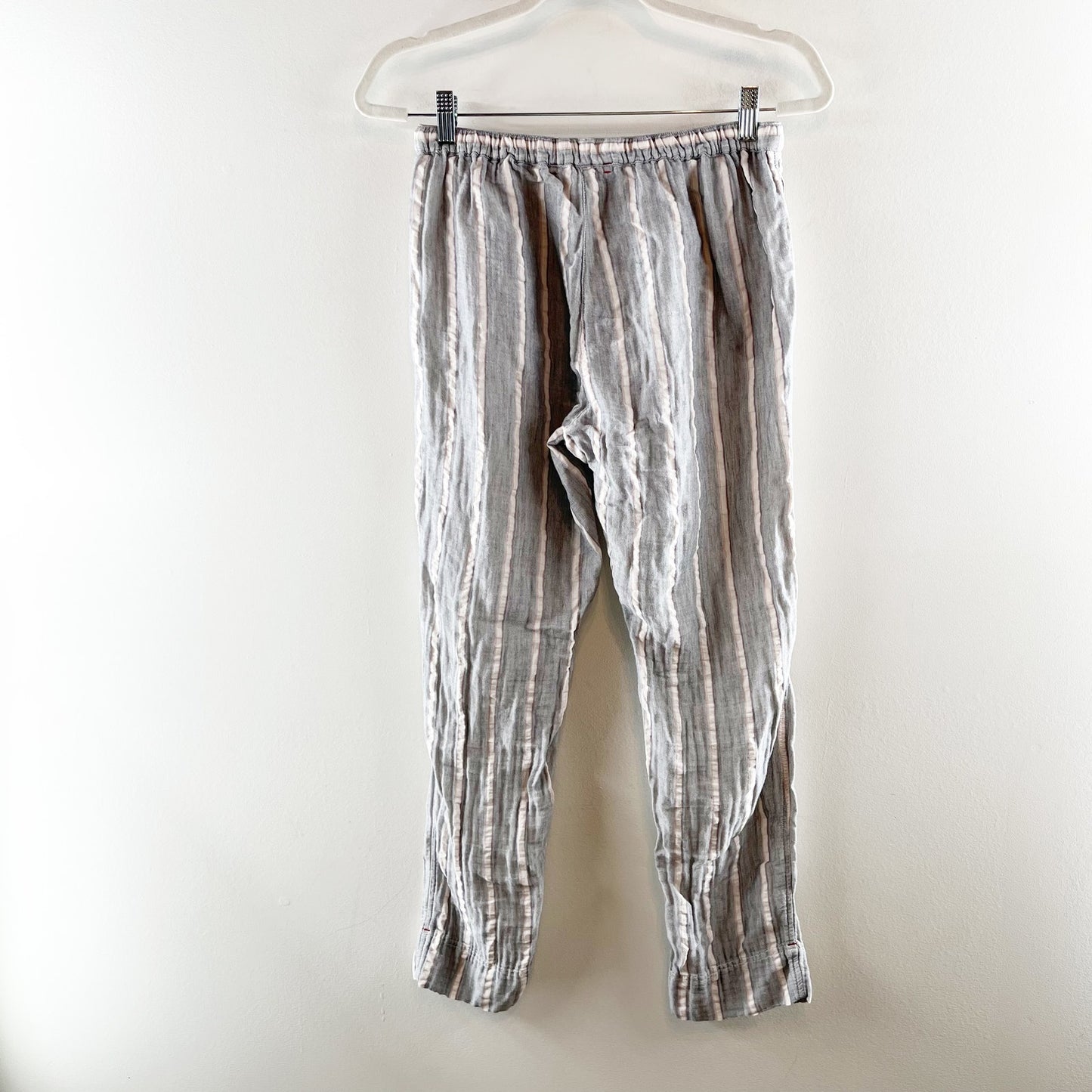 Xirena 100% Cotton Striped Drawstring Straight Leg Lounge Pants Gray Small