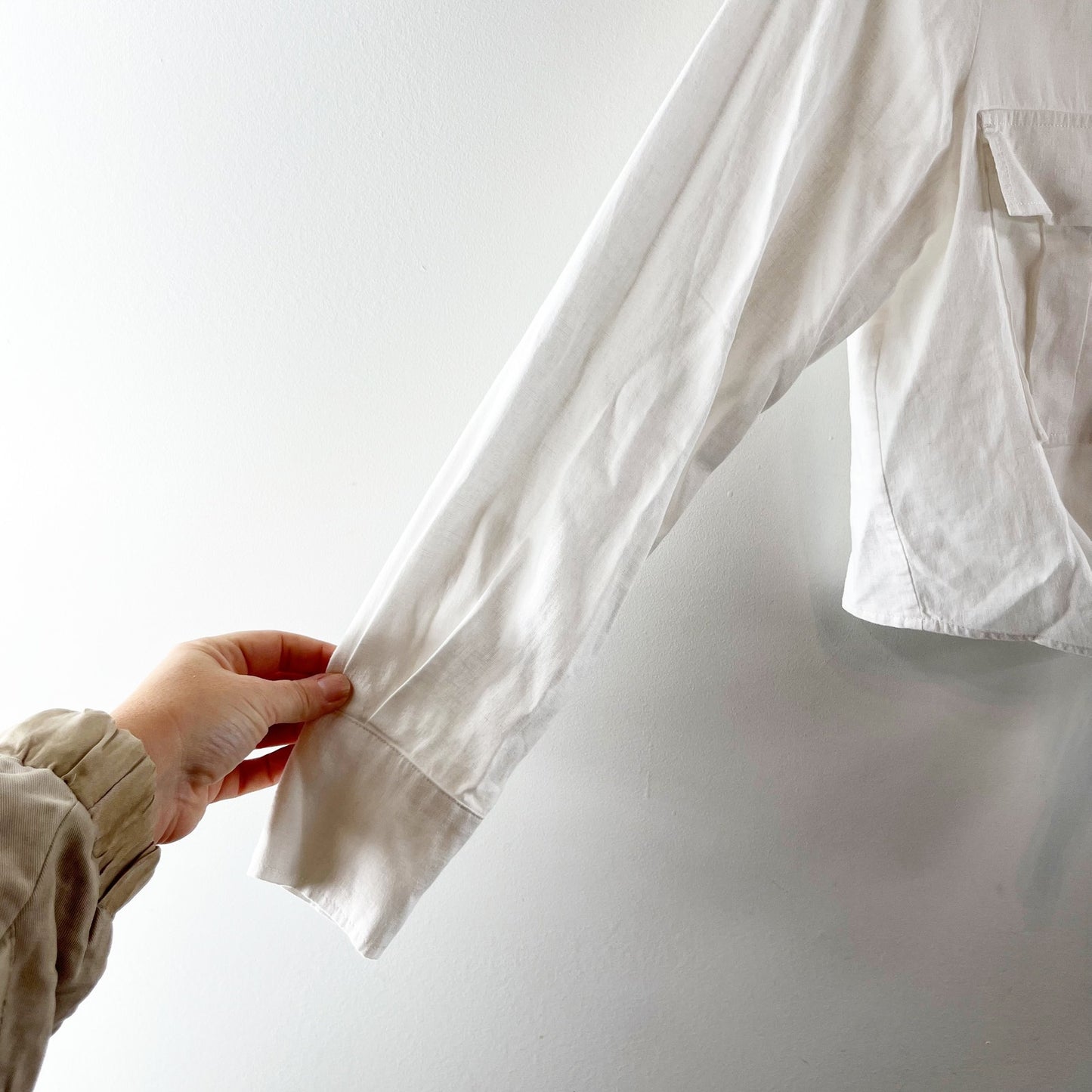 Sanctuary Utility Long Sleeve Chest Pocket Tie-Front Button-Up Shirt White XS
