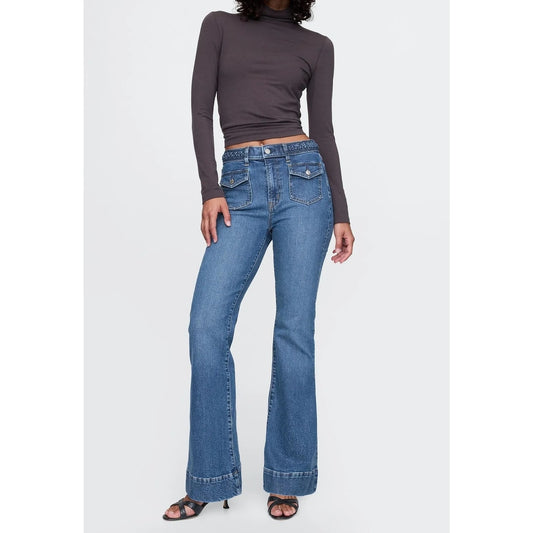 GAP High Rise '70s Flare Leg Braided Waist Jeans Blue 30 / 10