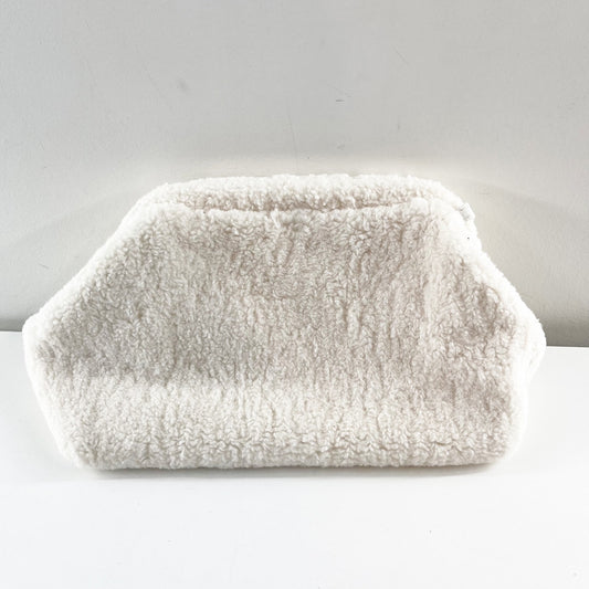 Ah Dorned Sherpa Flap Clutch Purse Wallet Ivory Cream