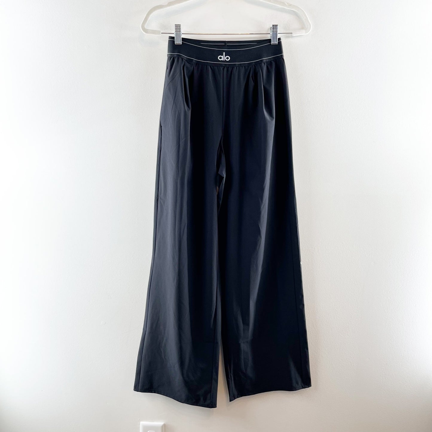 Alo High Rise Suit Up Wide Leg Trouser Pants Black XS