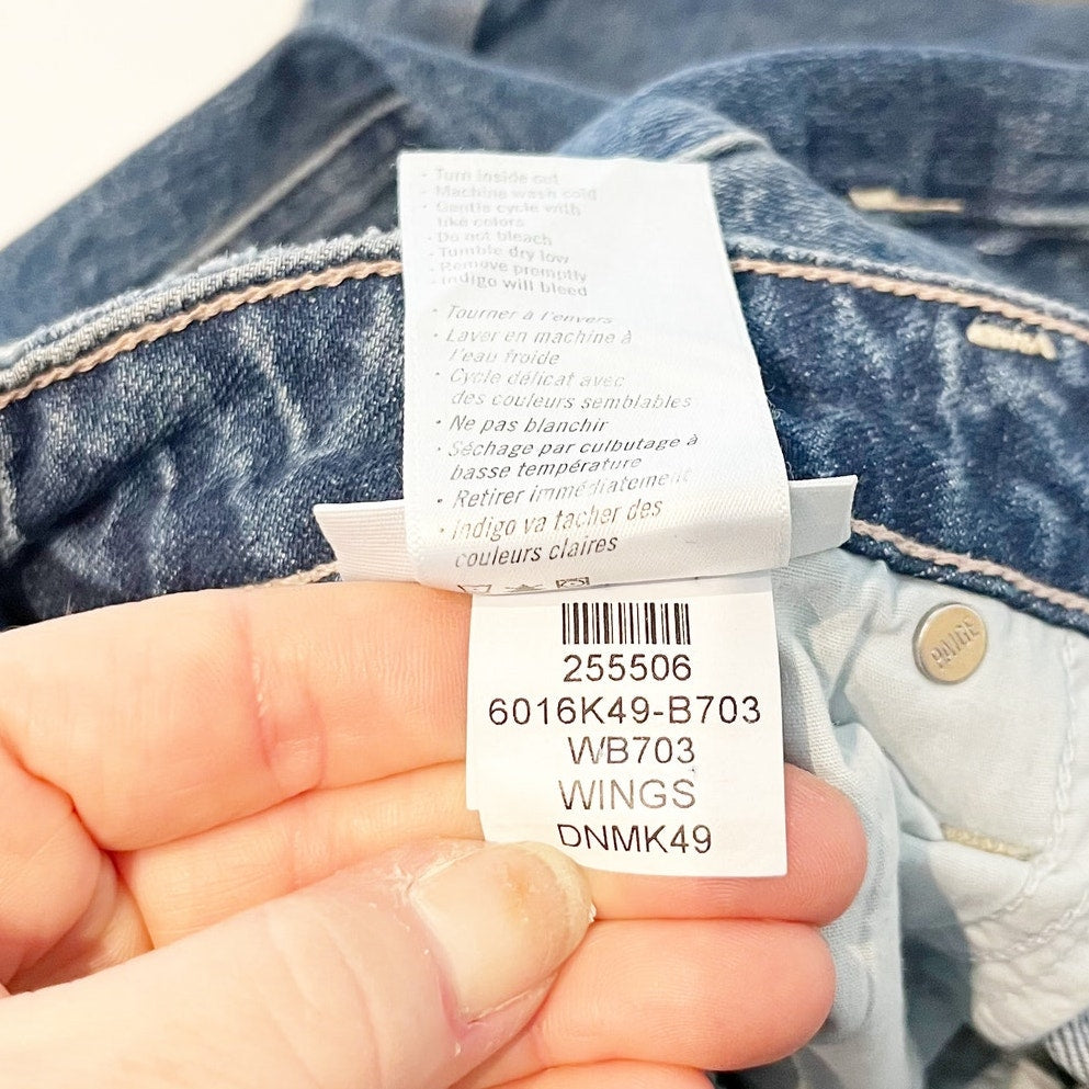 Paige Leenah Mid Rise Wide Leg Jeans in Wings Blue Wash 31 / 12