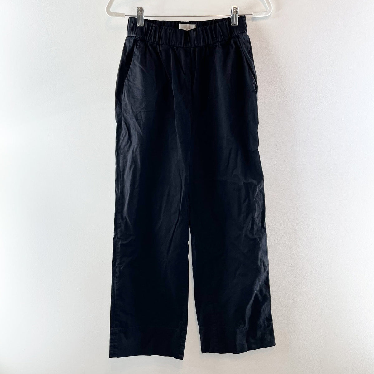 Everlane Pull On High Waisted Cotton Twill The Easy Pants Black Small