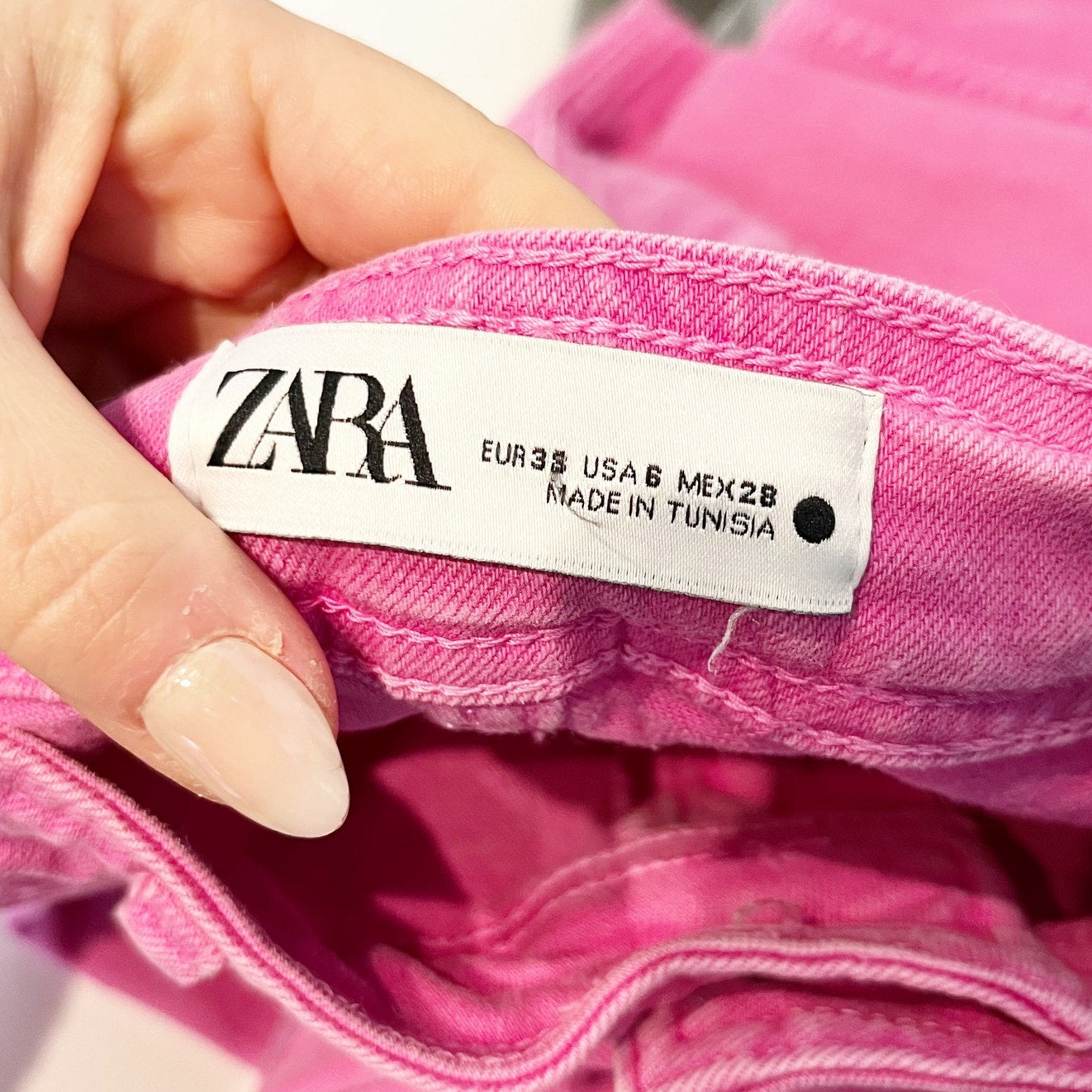 ZARA The Marine Straight Wide Leg High Rise Jeans Pink 6