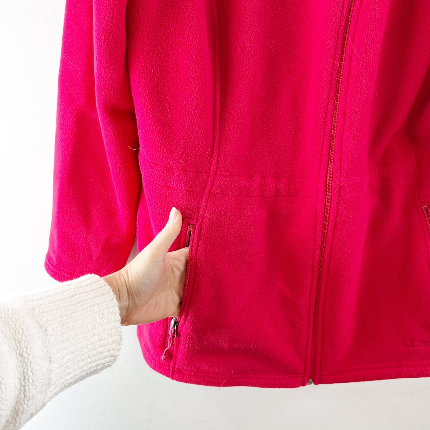 L.L. Bean Polartec Long Sleeve Hooded Fleece Full Zip Jacket Red XL