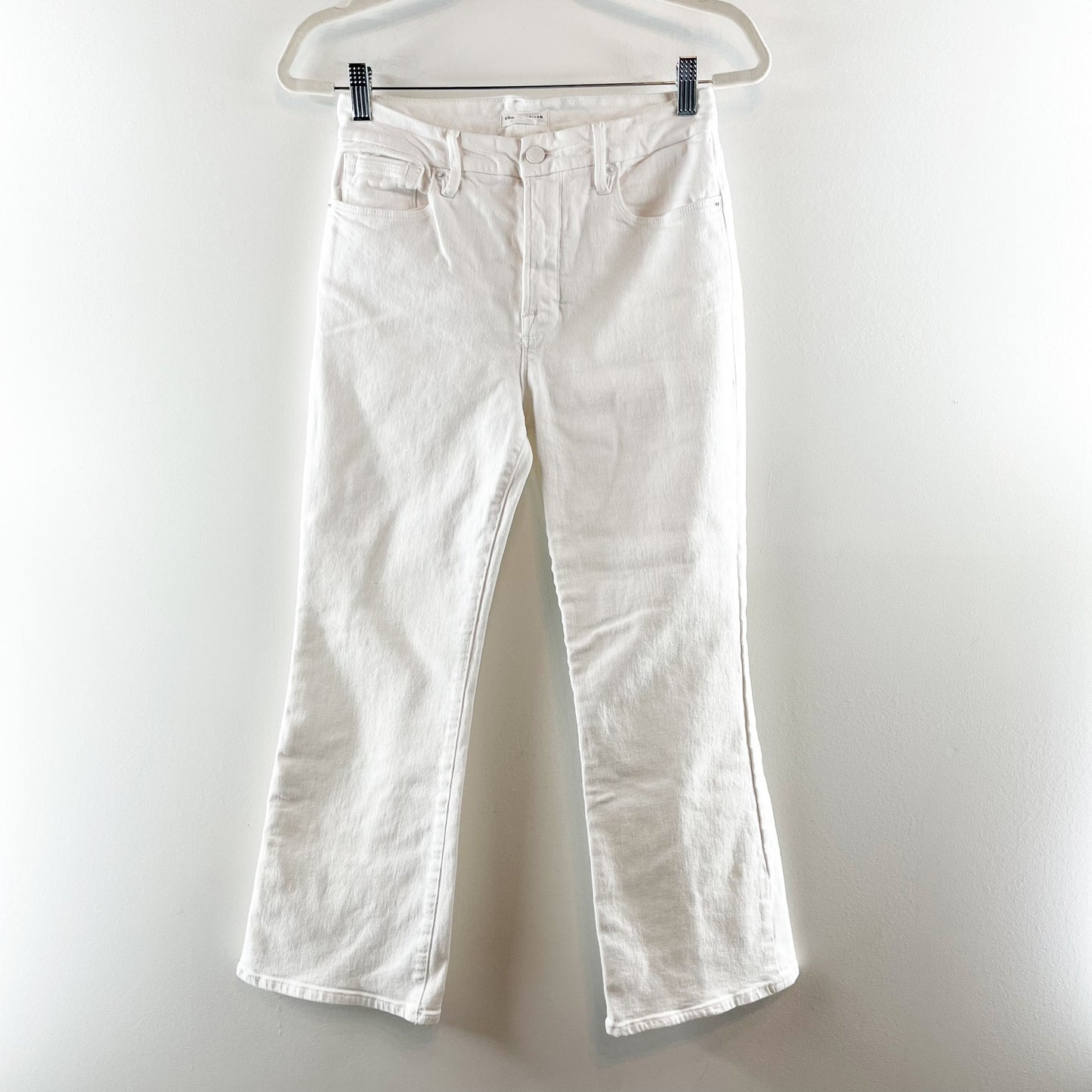 Good American Good Legs High Waisted Cropped Mini Bootcut Jeans White 6 / 28