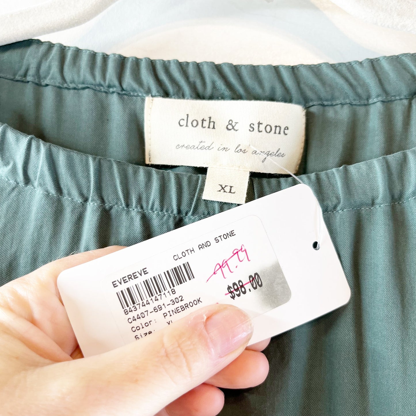 Cloth & Stone Tencel Lyocell Long Sleeve Blouse Top Pinebrook Green XL