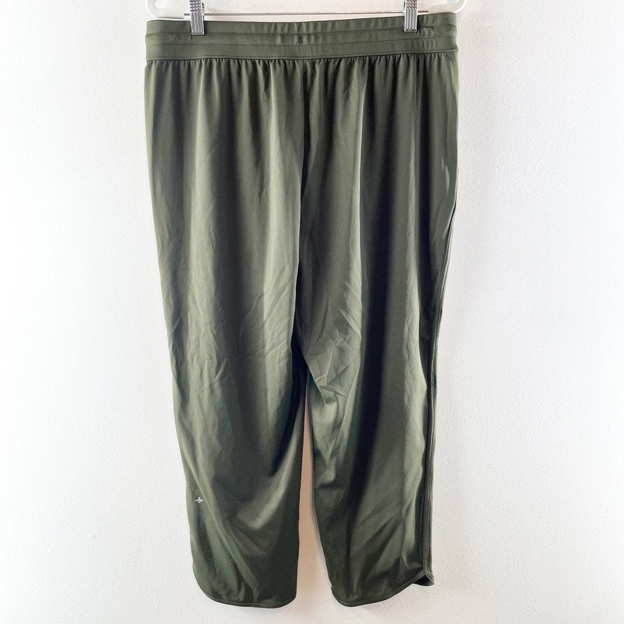 Halara Mid Rise Drawstring Curved Hem Quick Dry Golf Tapered Pants UPF40 Green