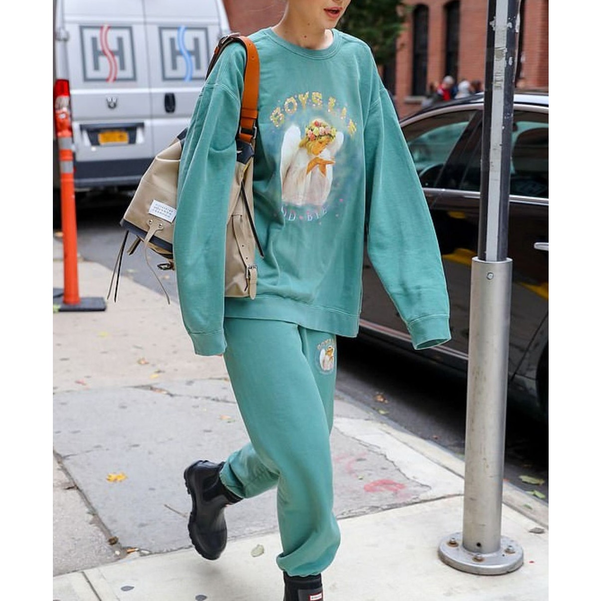 Boys Lie Good Bye Angel Long Sleeve Crewneck Graphic Cotton Sweatshirt Green