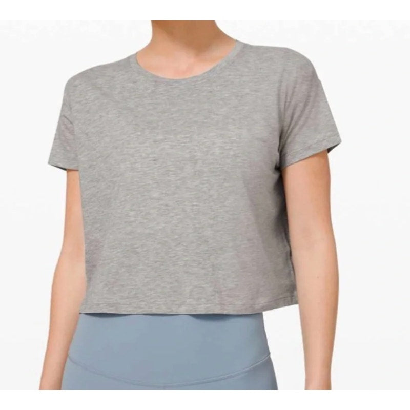 Lululemon Cropped Love Tee Short Sleeve Boxy T-Shirt Heathered Gray 6