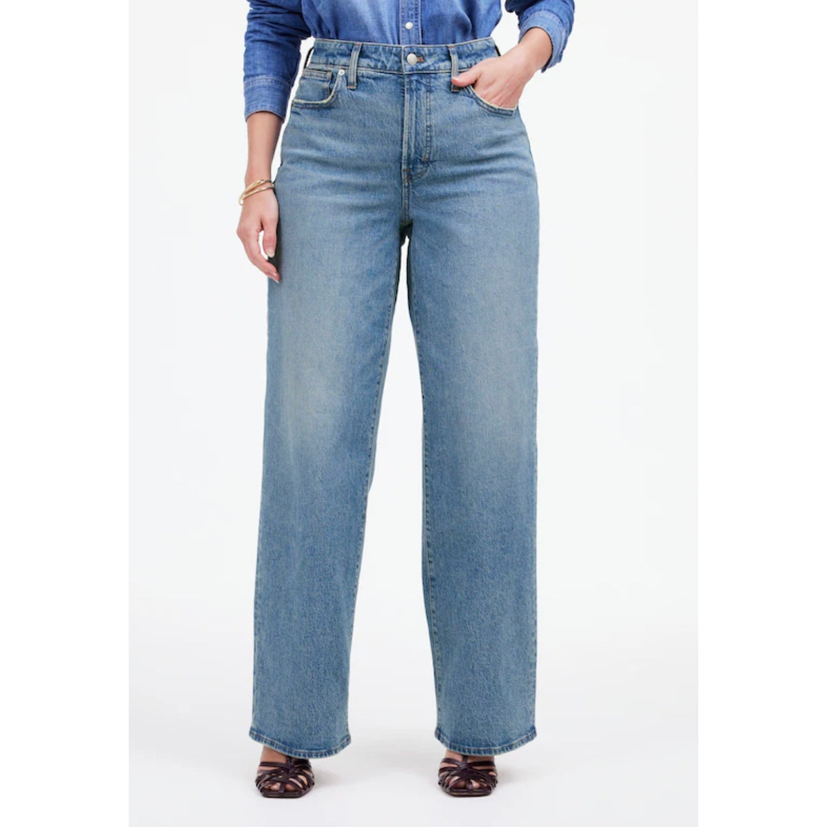 Madewell The Curvy Perfect Vintage High Rise Wide-Leg Jeans Blue Enmore Wash 28