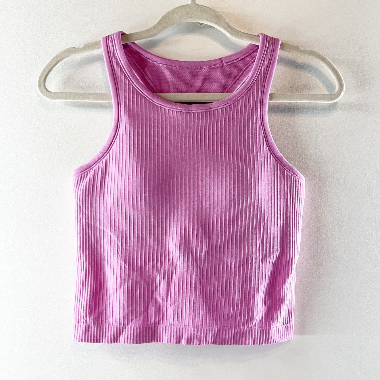Lululemon Ebb to Street Cropped Ribbed Racerback Tank Top Velvet Dust Pink 6