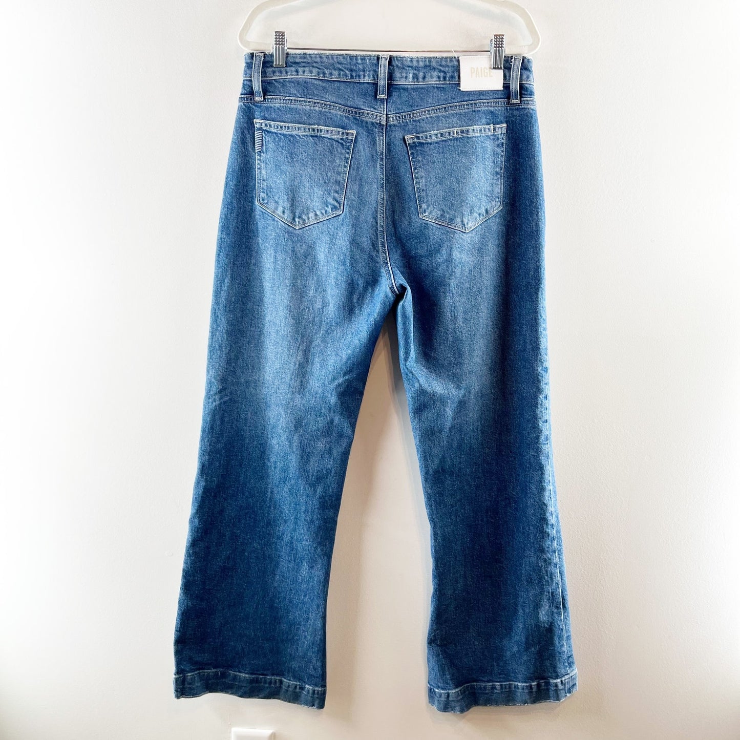 Paige Leenah Mid Rise Wide Leg Jeans in Wings Blue Wash 31 / 12