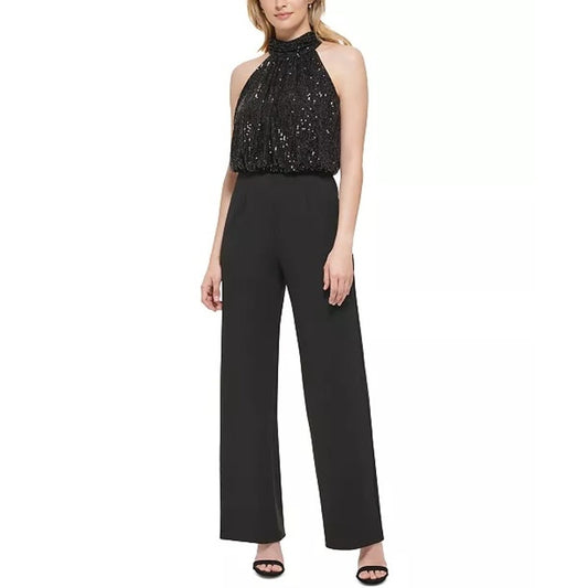 Eliza J Sleeveless Sequin Wide Leg Jumpsuit Black 4