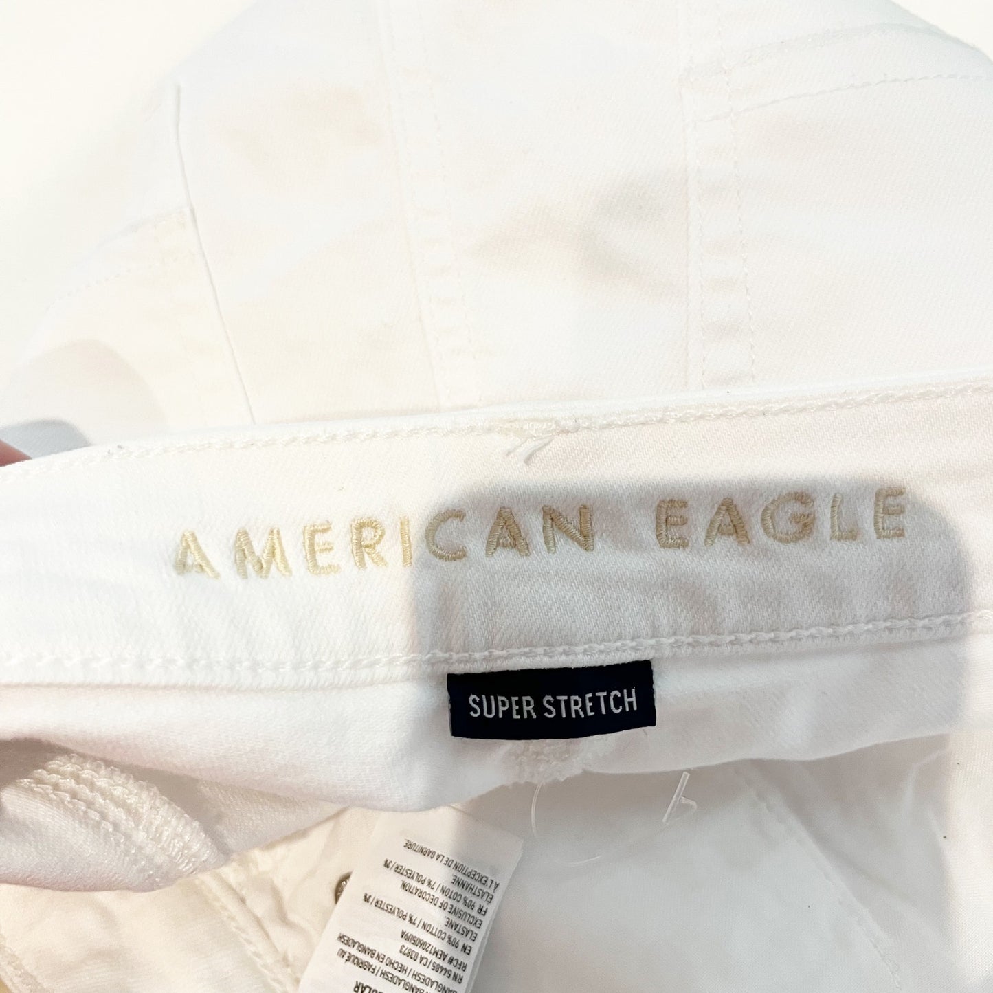 American Eagle High Rise Raw Frayed Hem Mini Jean Skirt White 8