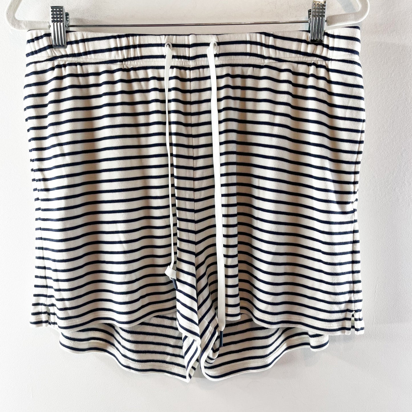 Vineyard Vines Pull On Striped Terry Cotton Shorts White Blue Large