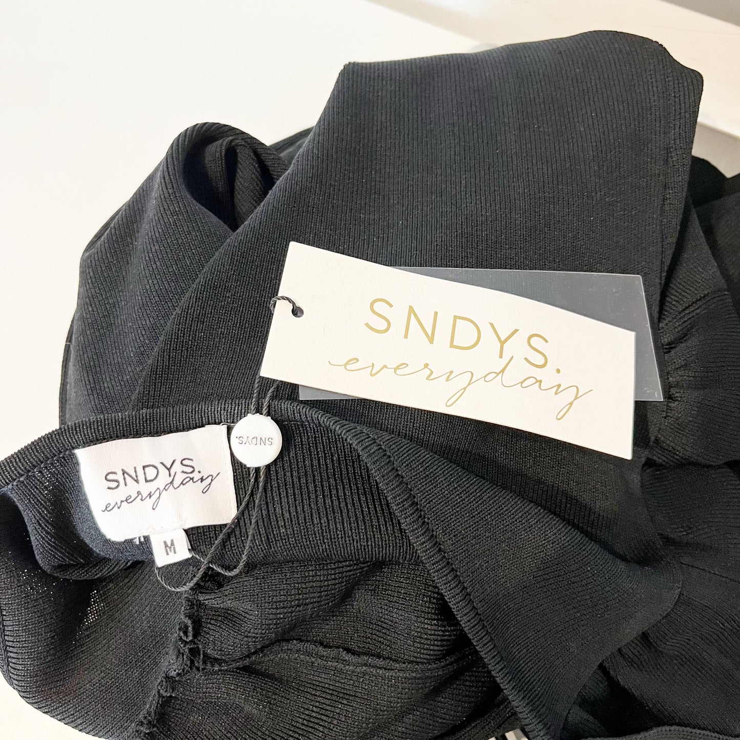 SNDYS Strapless Maia Cutout Twist Front Midi Dress Black Medium
