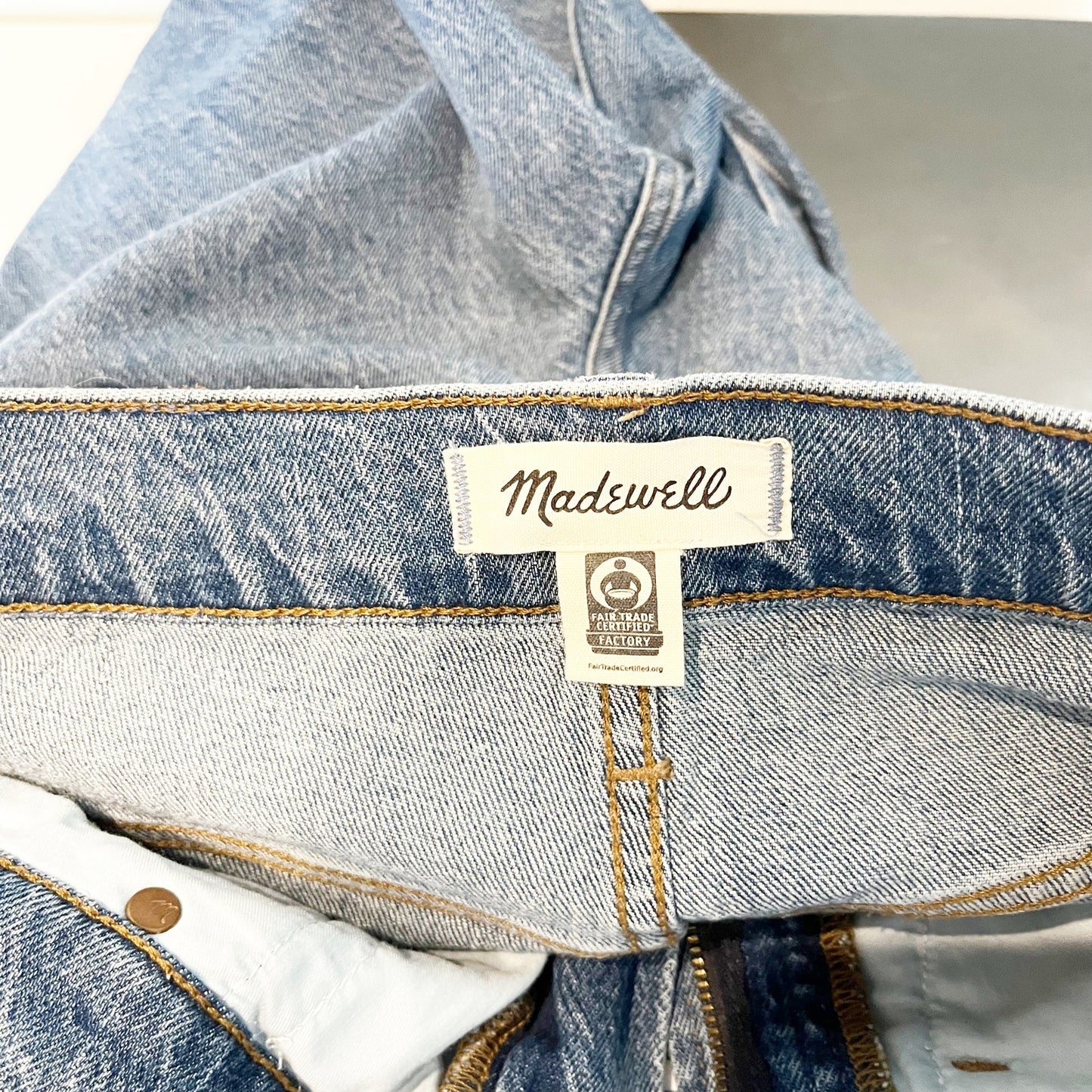 Madewell High Rise Perfect Vintage Straight Raw Hem Jeans Blue 26 Tall