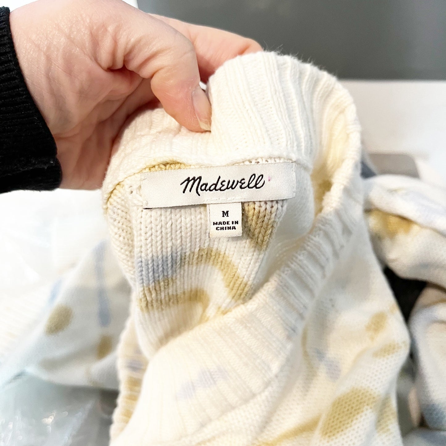 Madewell The Tie Dye Broadway Cardigan Sweater White Cream Medium