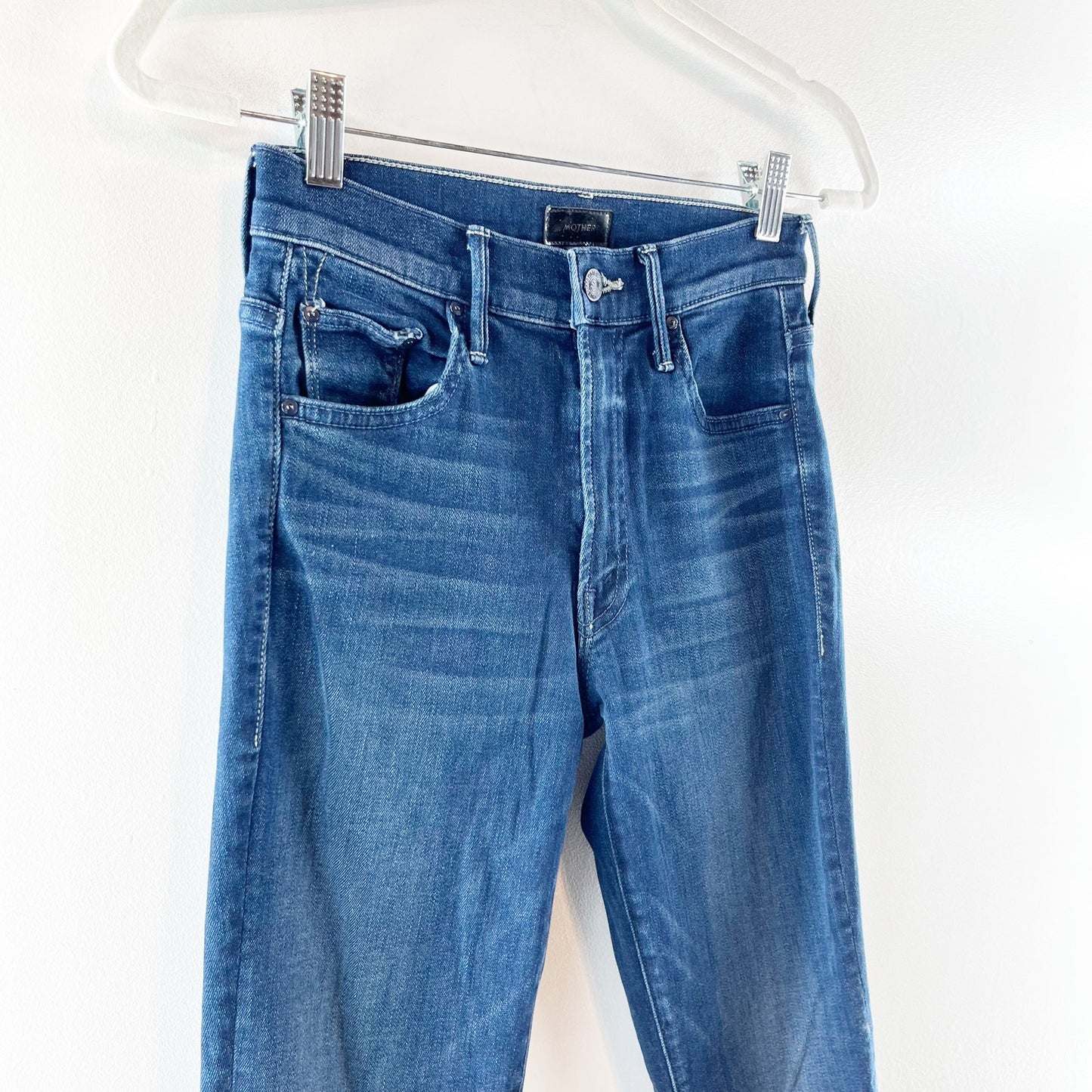 Mother The Insider Crop Step Fray High Rise Jeans Good For You Blue 26