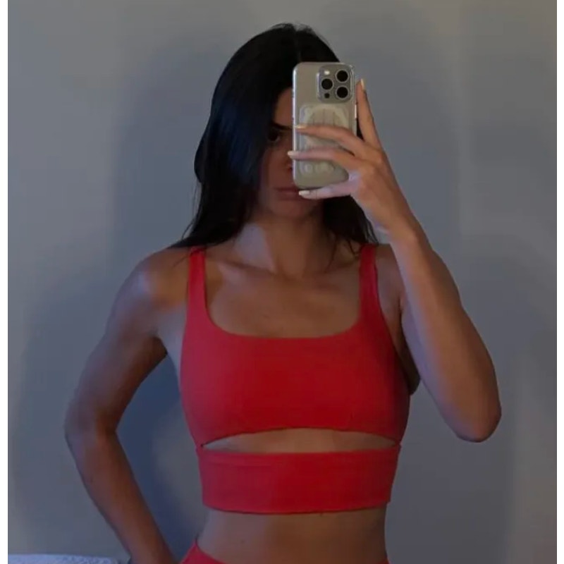 Alo Yoga Slit Bra Tank Top Red Hot Summer Small