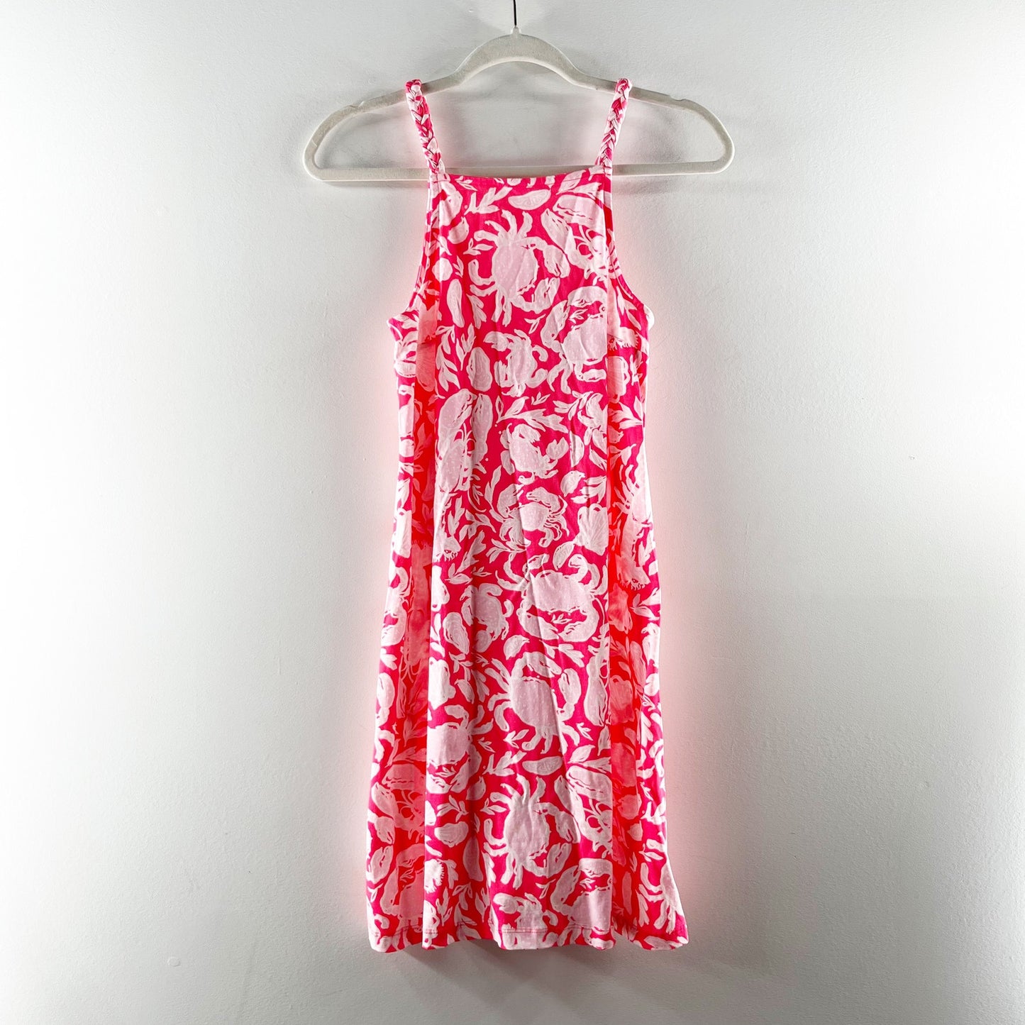 Lilly Pulitzer Kyleigh Square Neck Mini Sundress Dress Cane Coral Crab Pink XXS