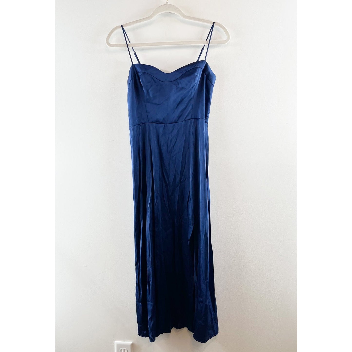 Abercrombie & Fitch Camille Satin Midi Dress Navy Blue XS