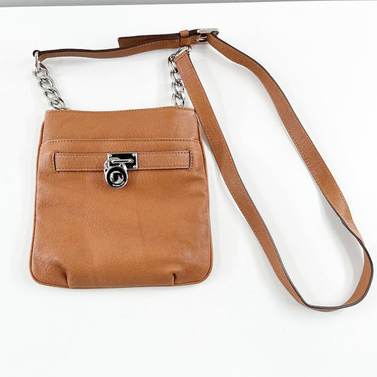 Michael Kors Hamilton Leather Sling Shoulder Crossbody Bag Brown