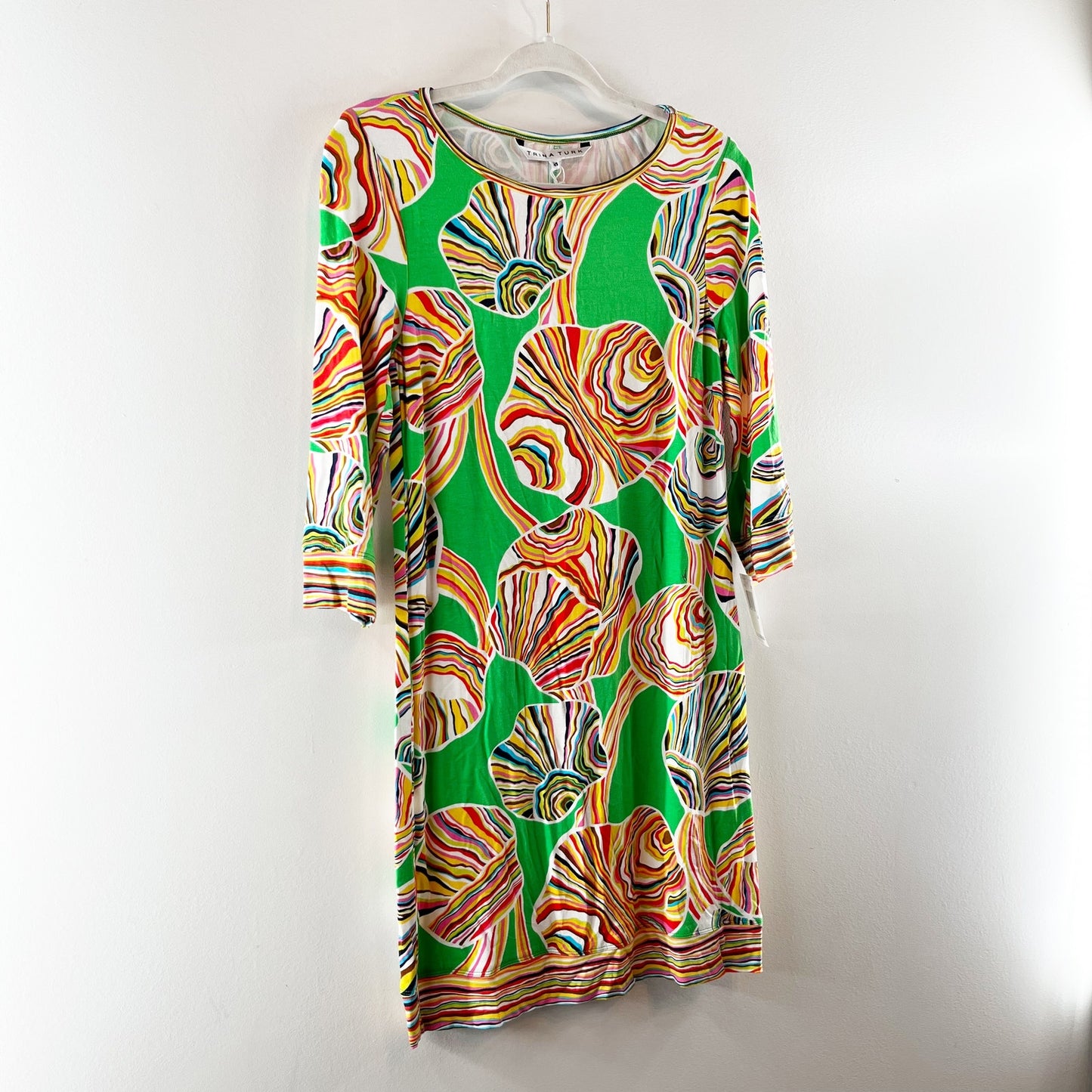 Trina Turk Camellia Printed 3/4 Sleeve Sheath Mini Dress Green Multi 4