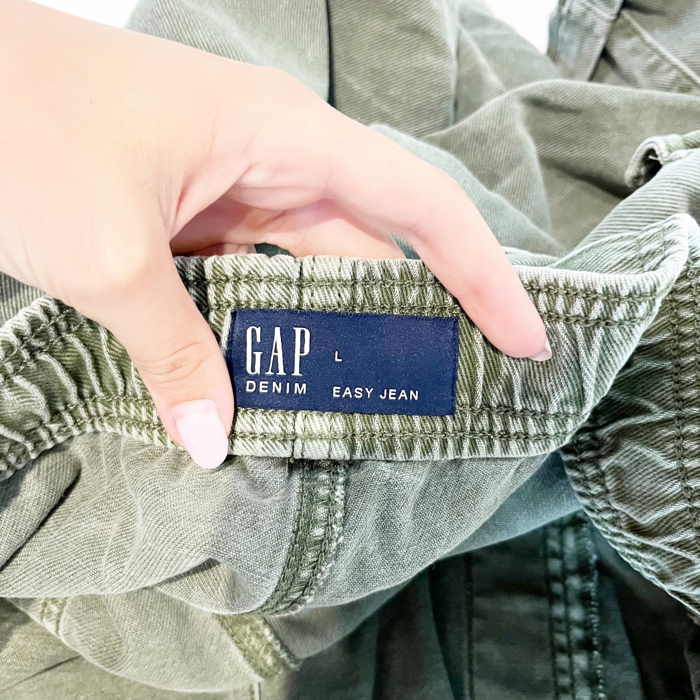 GAP Easy Jean High Rise Cargo Cotton Ankle Pants Green Large