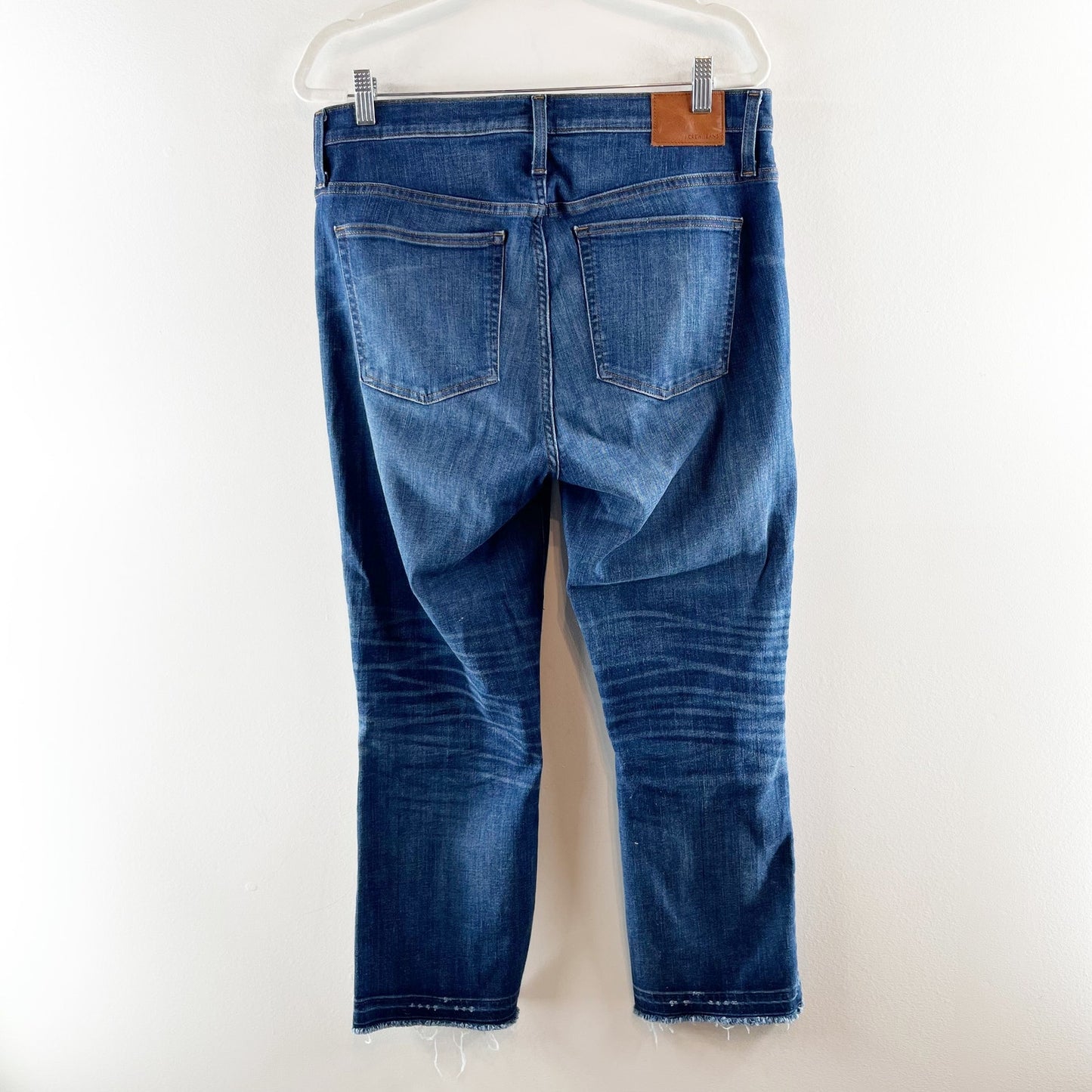 J. Crew Mid Rise Billie Demi Boot Crop Raw Hem Jeans Blue 32 / 14