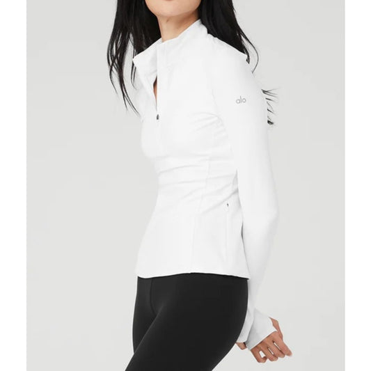 Alo Alosoft 1/2 Zip Rapid Pullover Jacket White Small