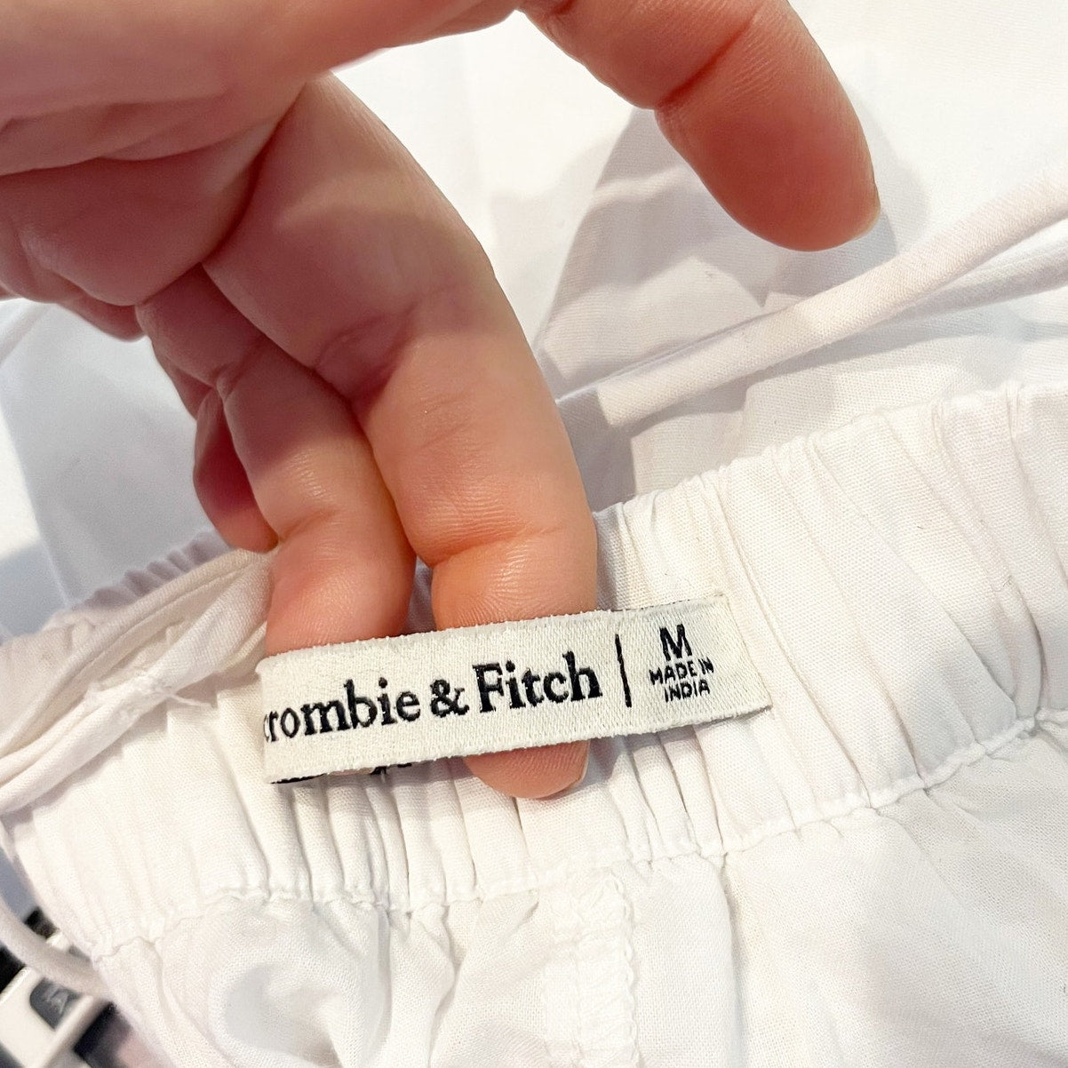 Abercrombie & Fitch Plunge V Neck Babydoll Poplin Mini Dress White Medium