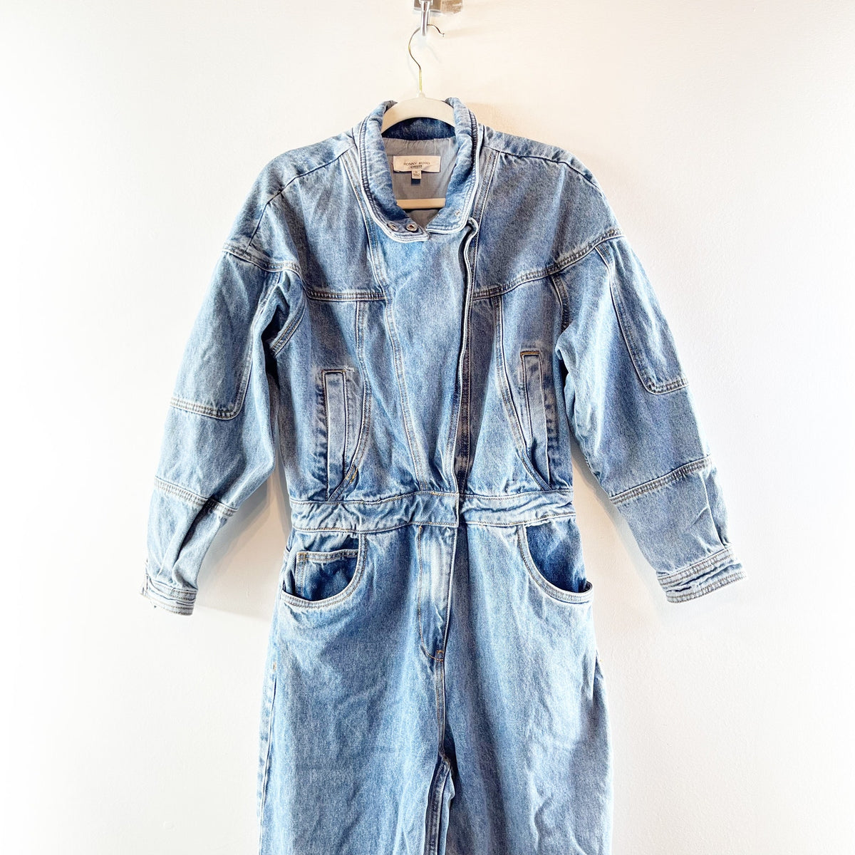 Ronny Kobo Eugene Long Sleeve Denim One Piece Jumpsuit Blue Medium