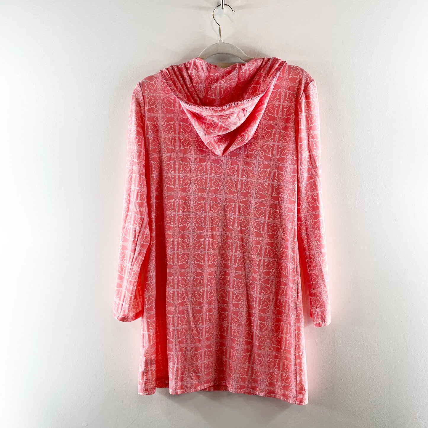 Cabana Life x Talbots Amelia Island Coral Tile Print Hooded Cover Up Pink Small