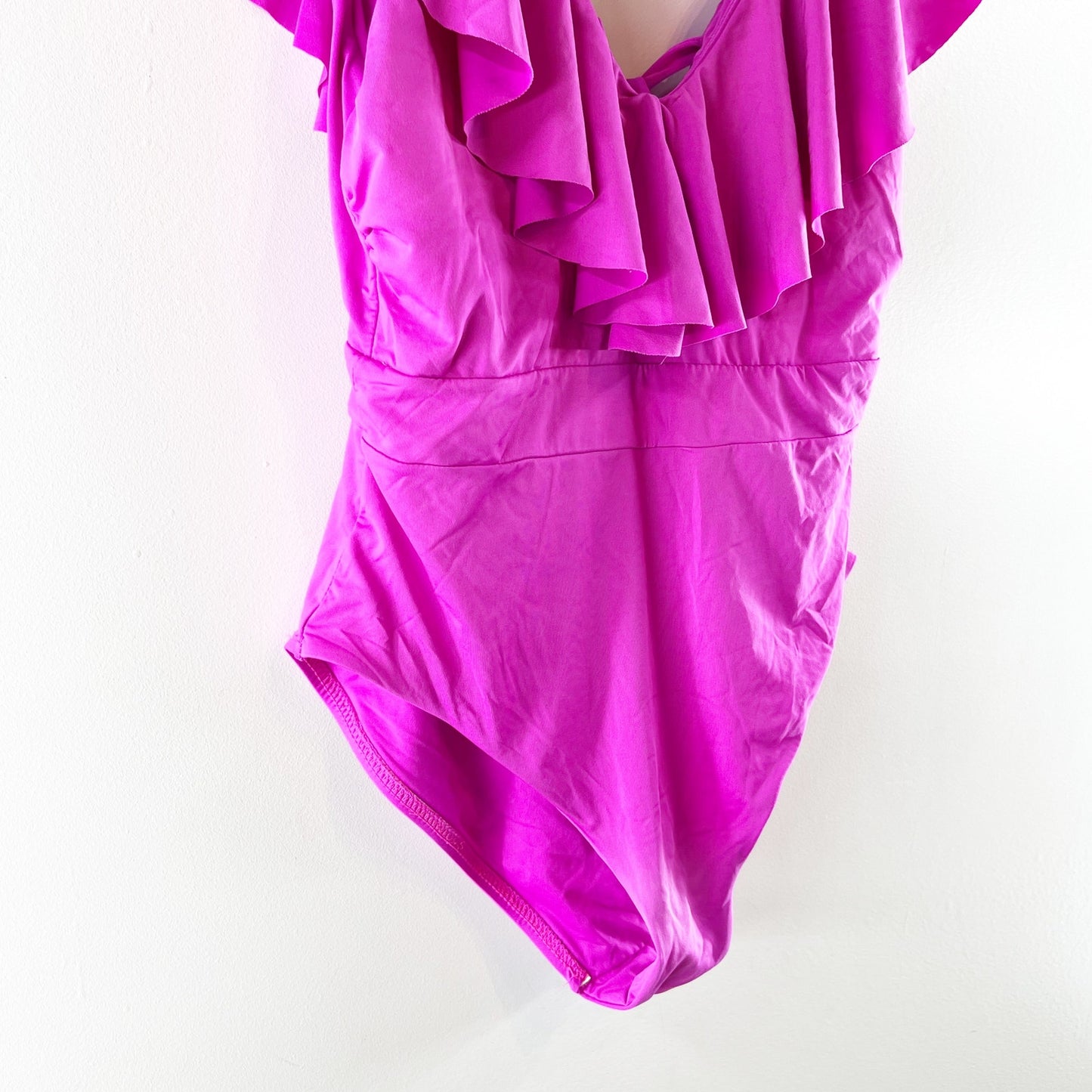 Trina Turk Swim Monaco Solids Ruffle V-Neck One Piece Swimsuit Stargazer Pink 6