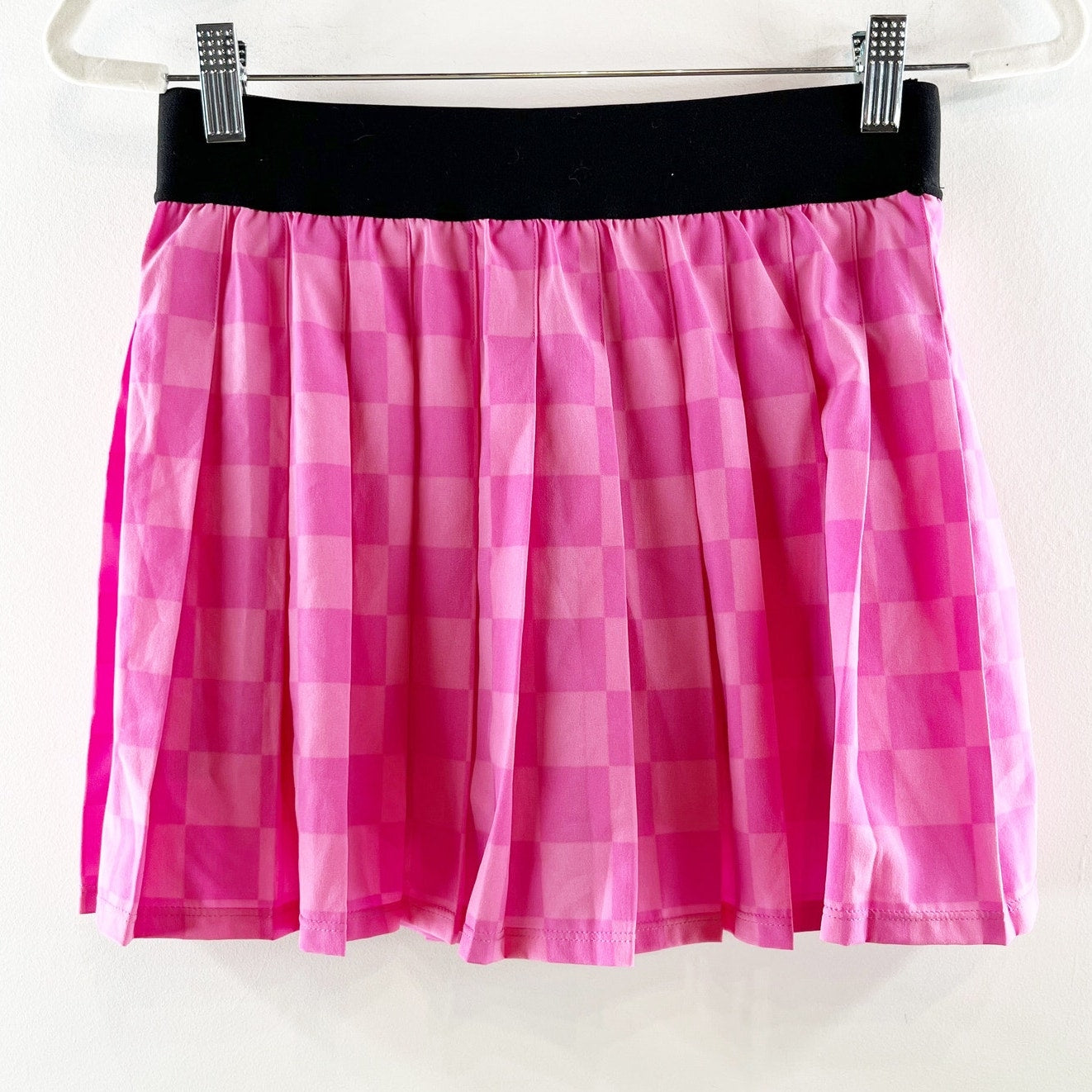 JoyLab Check High Rise Pleated Tennis Skirt with Built-in Short Berry Pink Small