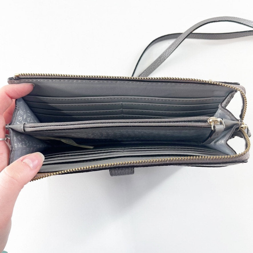 Kate Spade Jackson Small Tab Leather Crossbody Bag Purse Gray