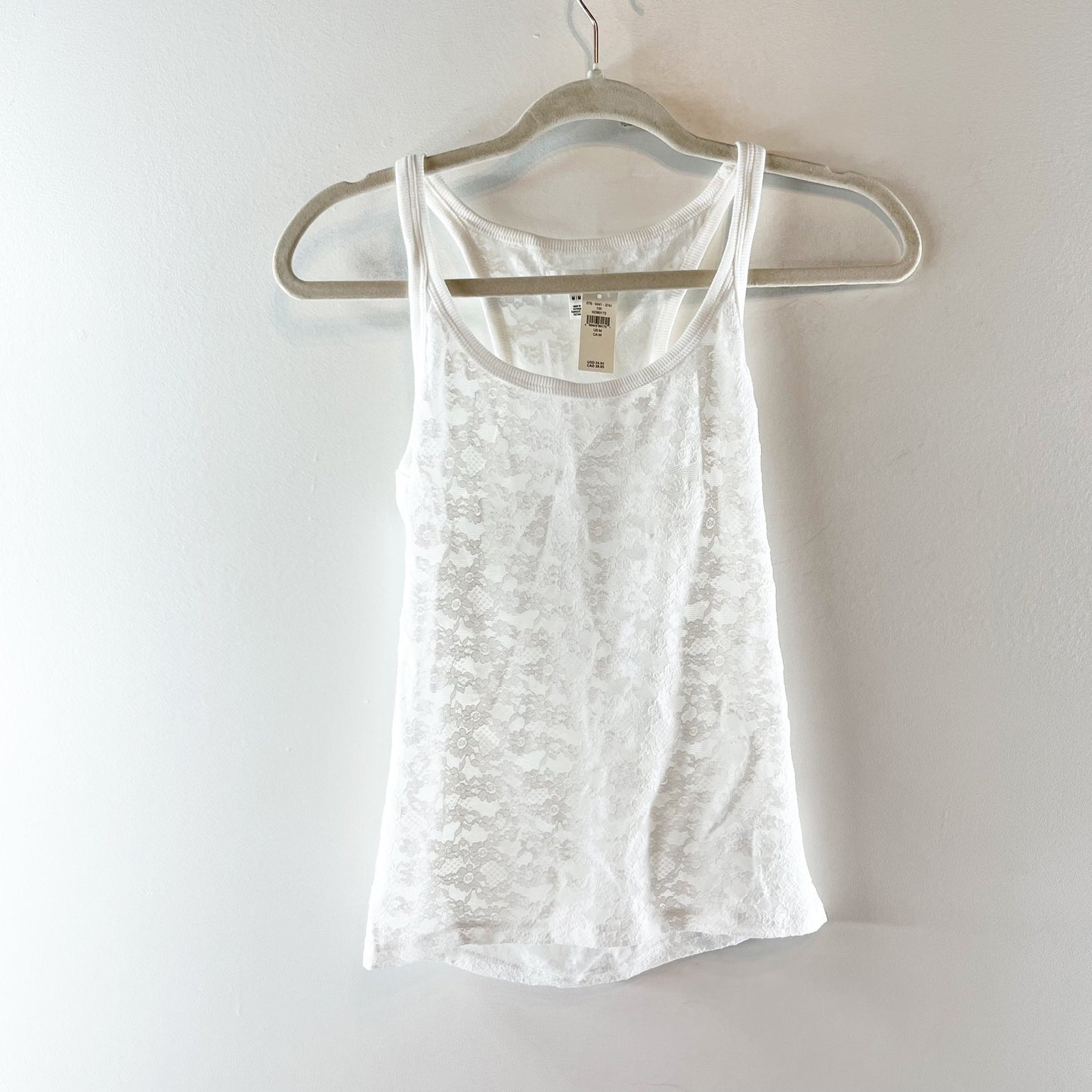 Aerie Scoopneck Sheer Lace Cami Tank Top White Medium