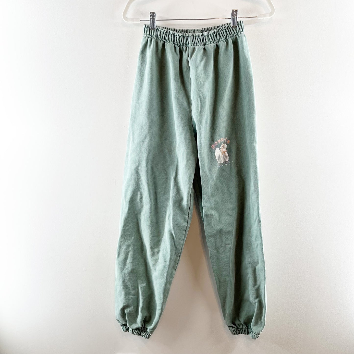 Boys Lie High Rise Good Bye Angel Jogger Sweatpants Green Medium